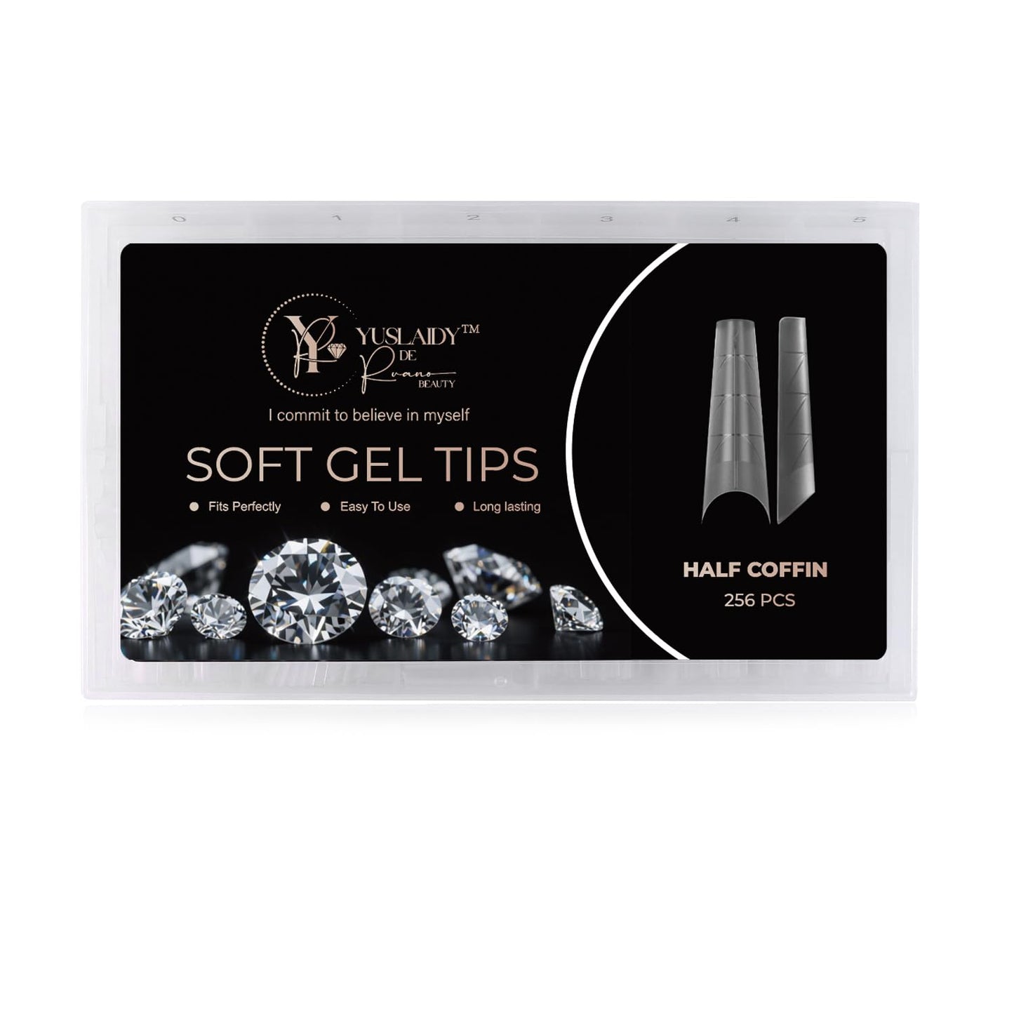 Yuslaidy Soft Gel Nail Tips 256pcs Full Cover Extensions Square Almond Stiletto Coffin Tips de Uñas para Extensión Uñas Poligel Acrylic Soft Nail Extension Kit para Salón y Casa Coffin Shape