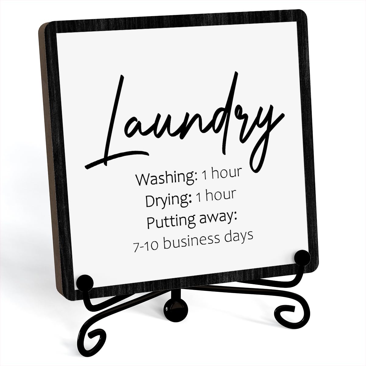 JUSITAKEET Laundry Room Desk Decor, Laundry Sign, Desk Decorations For Laundry Room, Farmhouse Funny Laundry Shelf Decor, Rustic Wooden Plaque With Stand (C07)