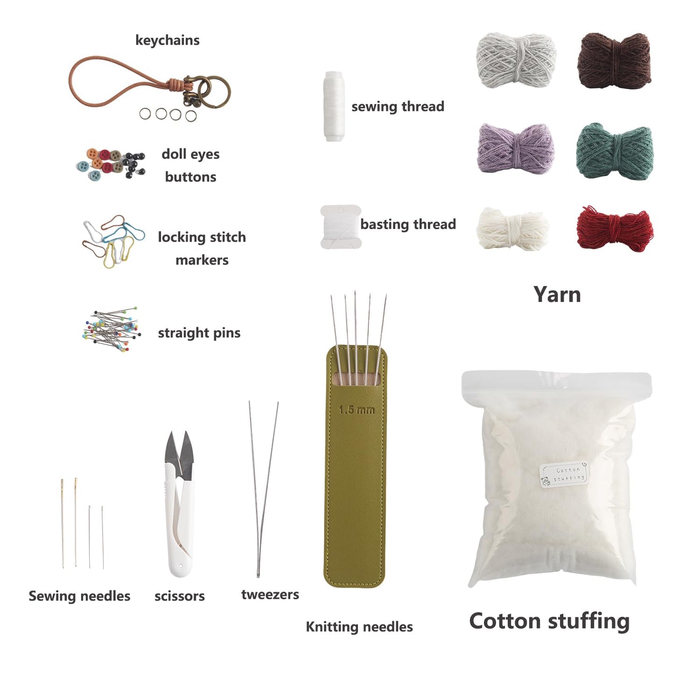 KNIMLY Knitting Kit for Beginners, Amigurumi Style Teddy Bear with Knitting Needles (Not Crochet), All-in-One DIY Creative Idea for Adults & Teens with Step-by-Step Instructions