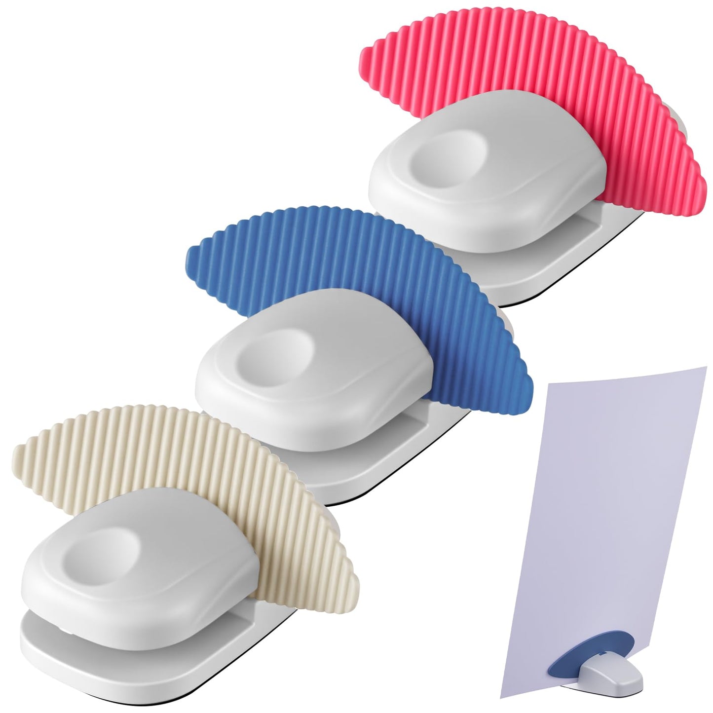 Faccito 3 Pcs Paper Holder Stand for Typing Non-Slip Mat Desktop Folder Document Holder with Anti-Slip Pads Portable Copy Stand Desktop Clamp for A4 Paper Office Reading (White,Blue,Red)