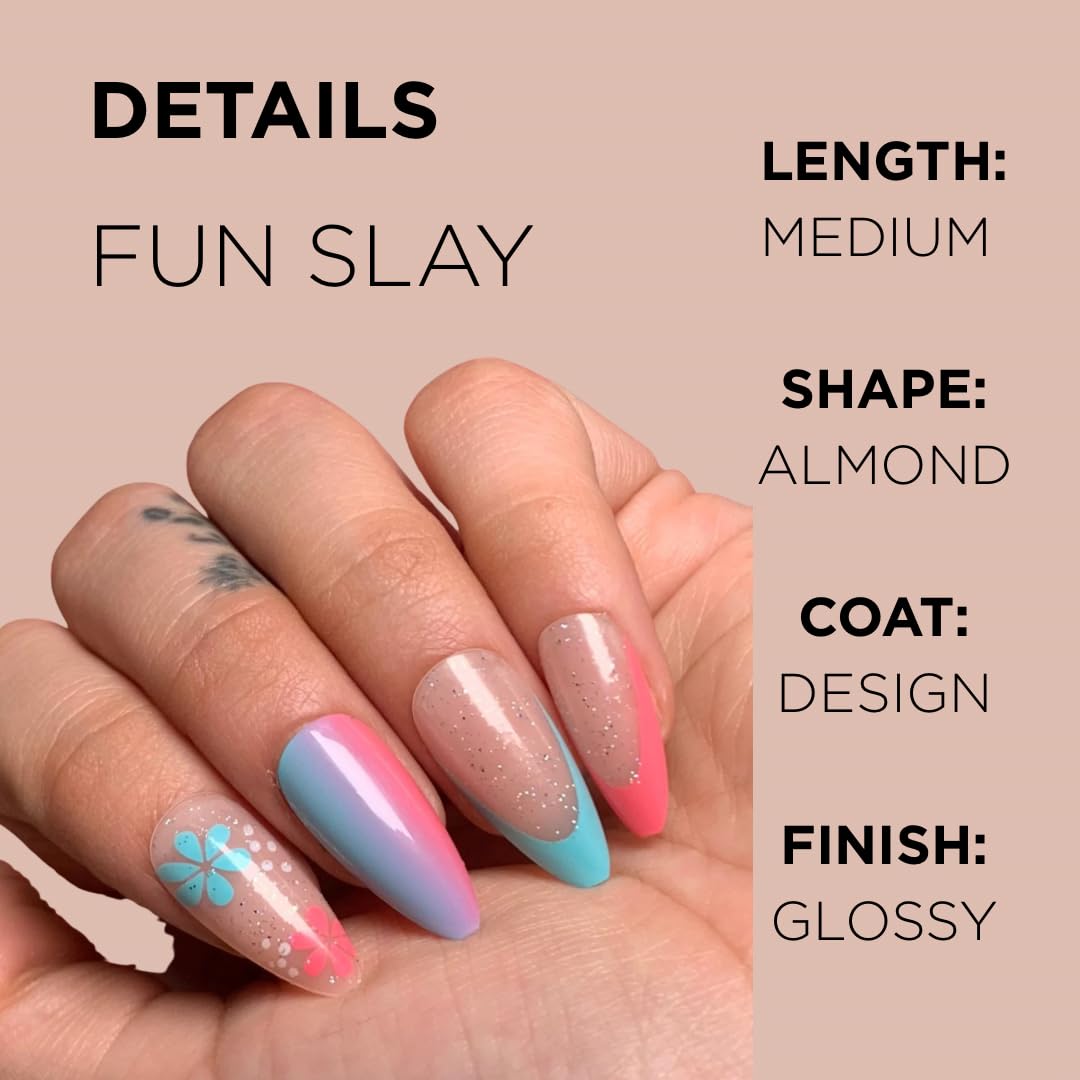 FUN SLAY Press-On Nails by Lavaa Beauty | Fun Colorful Medium Almond Summer Nails