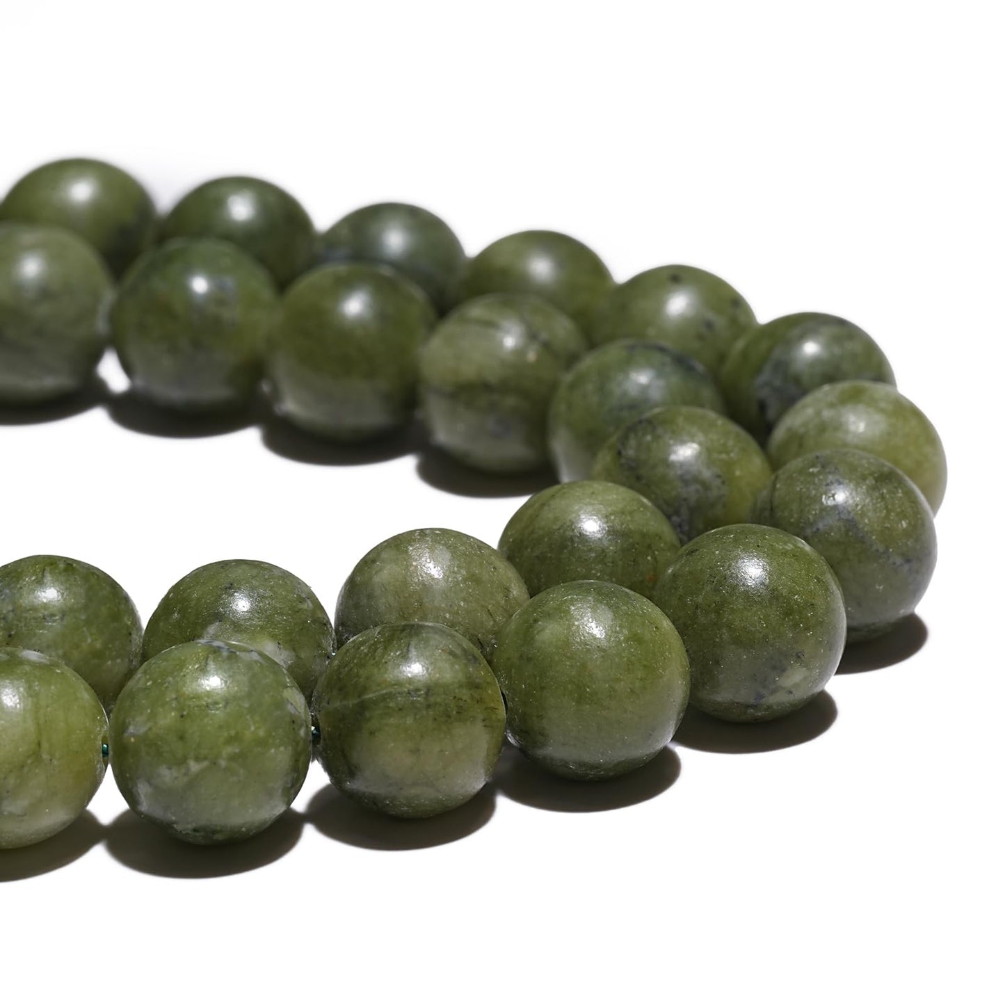 10mm Natural Taiwan Jade Gemstone Beads Polished Round Smooth Stone Beads for Bracelets Jewelry Making 15inch Loose Beads
