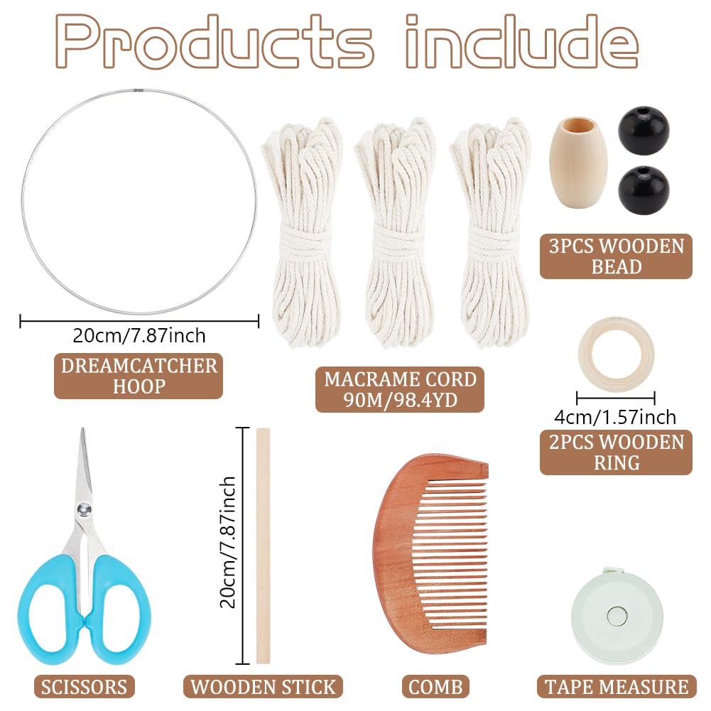 FREEBLOSS Macrame Owl Kit for Beginners Macrame Wall Hanging Kit DIY Macrame Kit with Video Tutorial Macrame Hanging Decor for Adults Gift, Naturally white