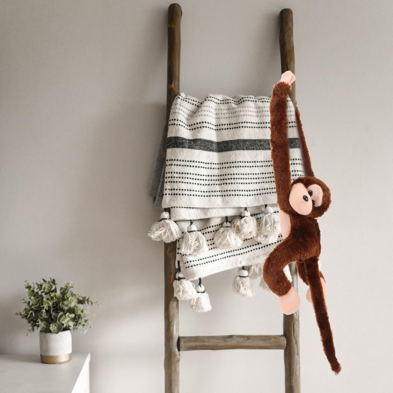 Abaodam 2Pcs Hanging Monkey Plush Monkey Stuffed Animal Cute Toy for Christmas Jungel Theme Birthday Party Favors Decorations