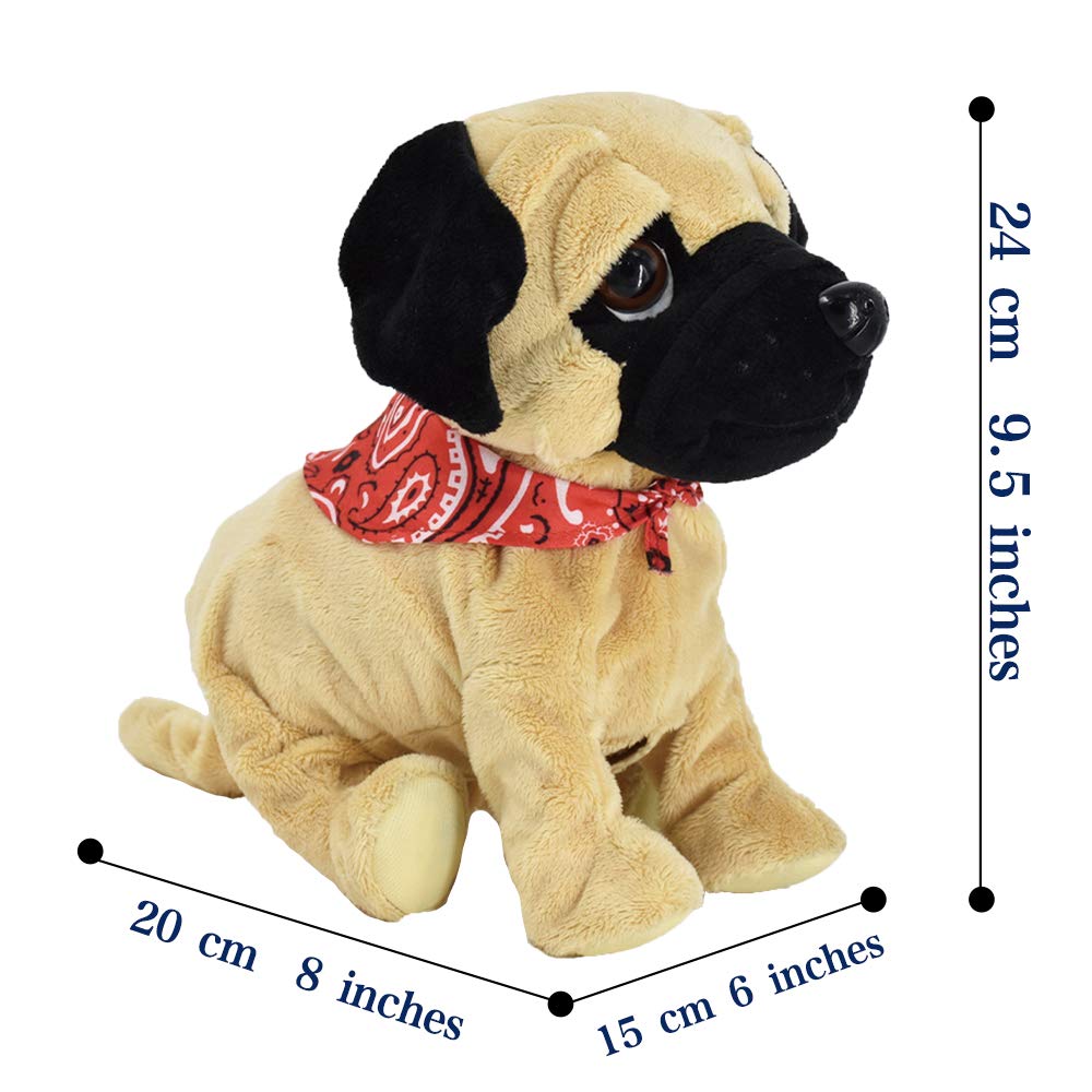 WEofferwhatYOUwant Pug Daddy - Interactive Plush Robot Dog Toy for Toddlers - Touch & Sound Activated, 8 Realistic Tricks - Barking, Crawling, High Five - Educational & Safe for Kids 18+ Months