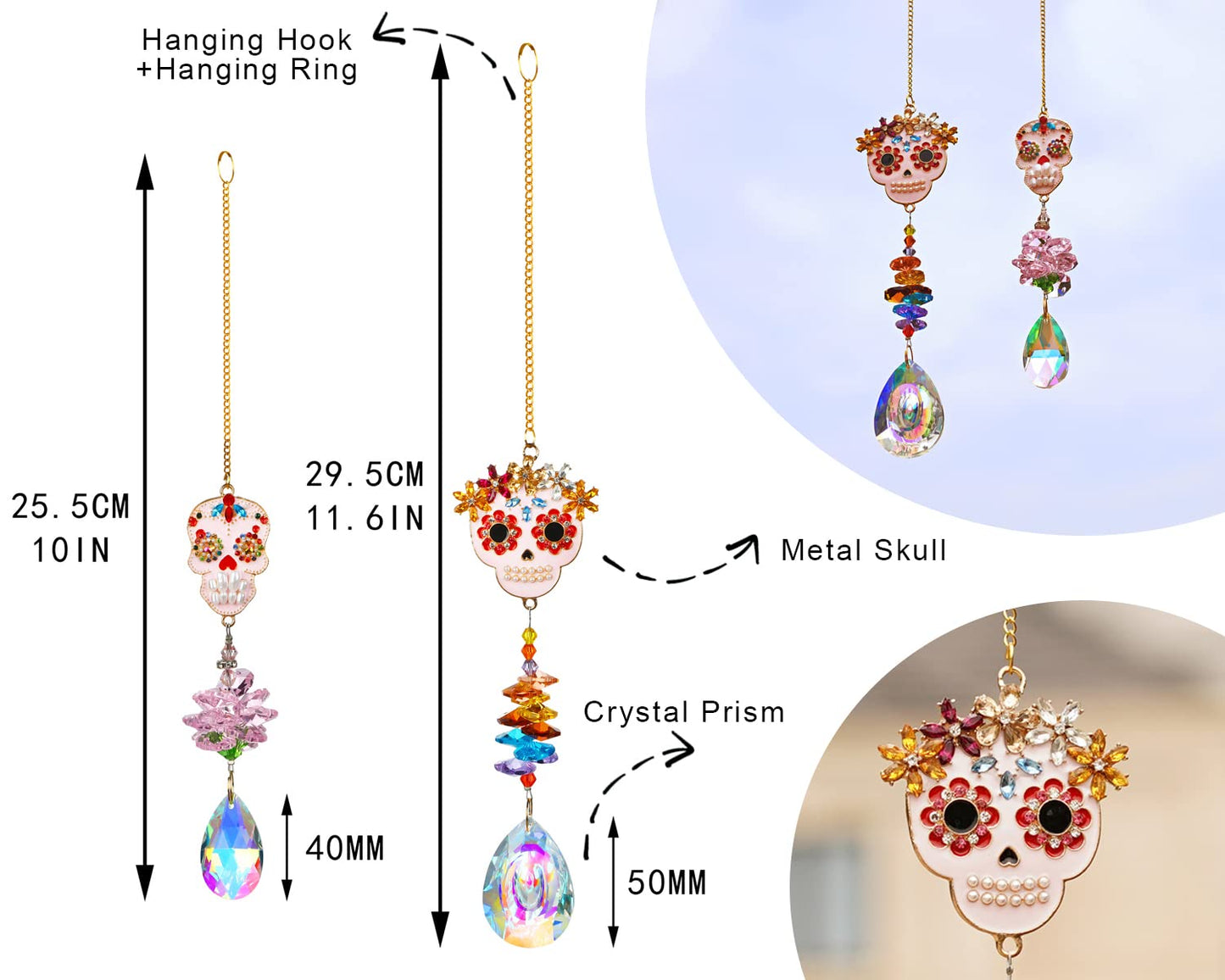 H&D Crystal Rhinestones Suncatcher Window Hang Pendant, Rainbow Maker, Christmas Tree, Garden, Wedding Decoration
