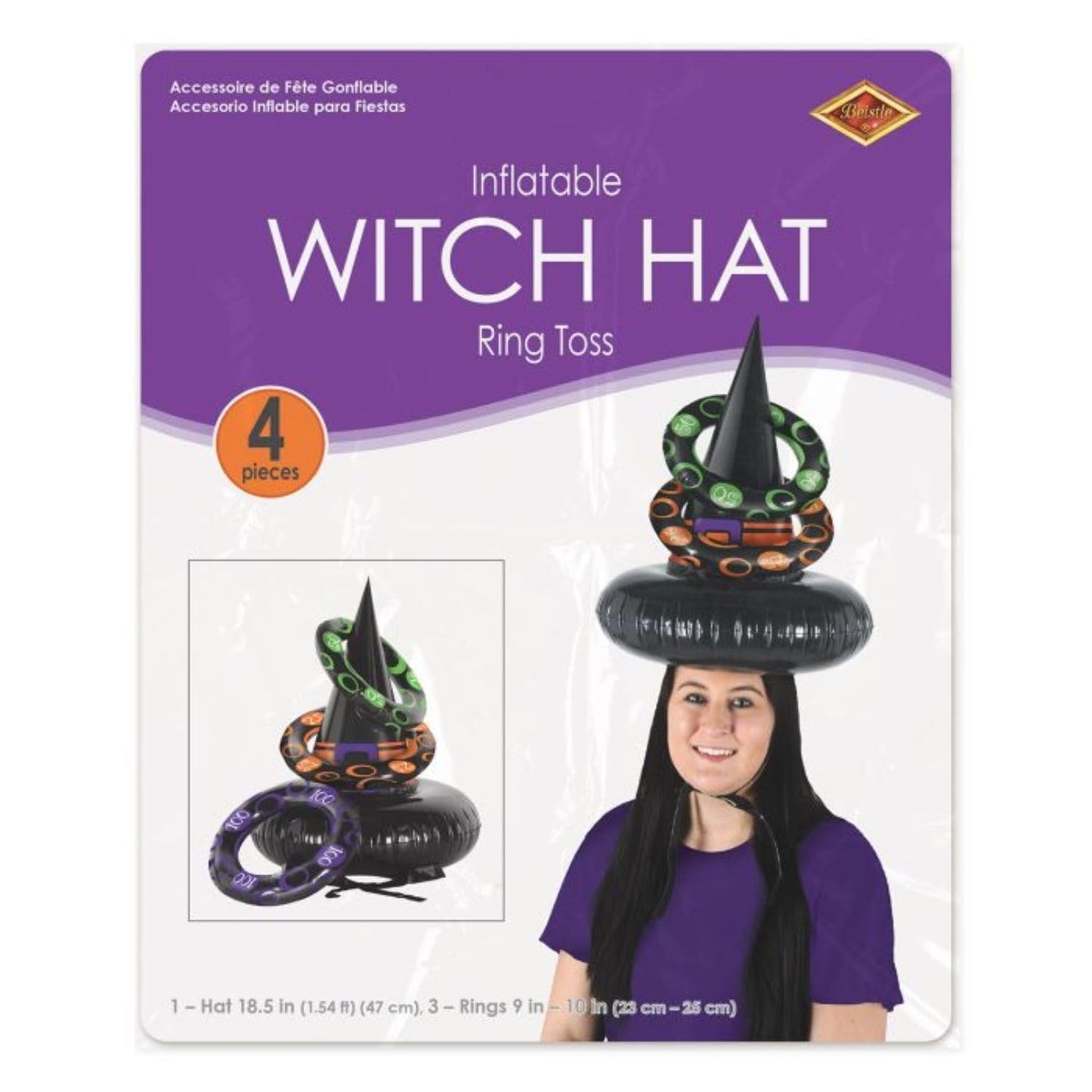 Beistle Novelty Inflatable Witch Hat Ring Toss Game for Halloween Parties