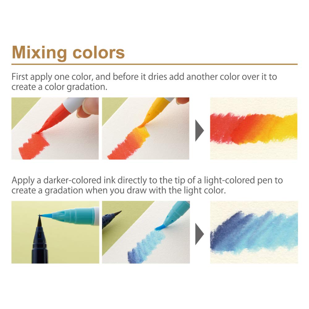 Kuretake ZIG CLEAN COLOR Real Brush Neutral & Natural Tones 12 Colors set, AP-Certified, Flexible Brush Tip, Odourless, Xylene Free, Easy to creat narrow and wide lines, Made in Japan