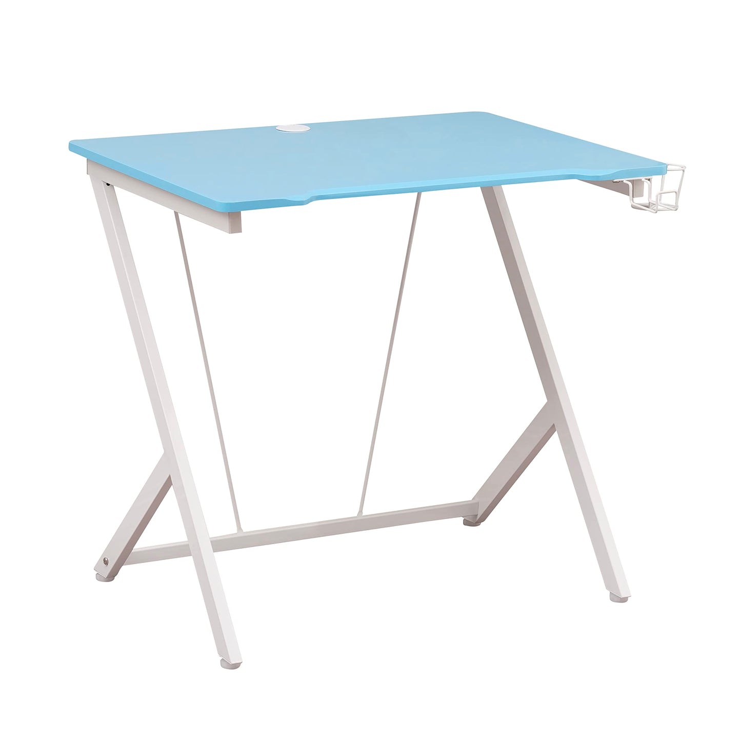 Techni Mobili Blue Gaming Desk - Small Gaming Desk with Cup & Headphone Holder - 31.5" Wide Blue Laminated Desktop Surface with Back Cable Management Opening - Student Desk for Bedroom