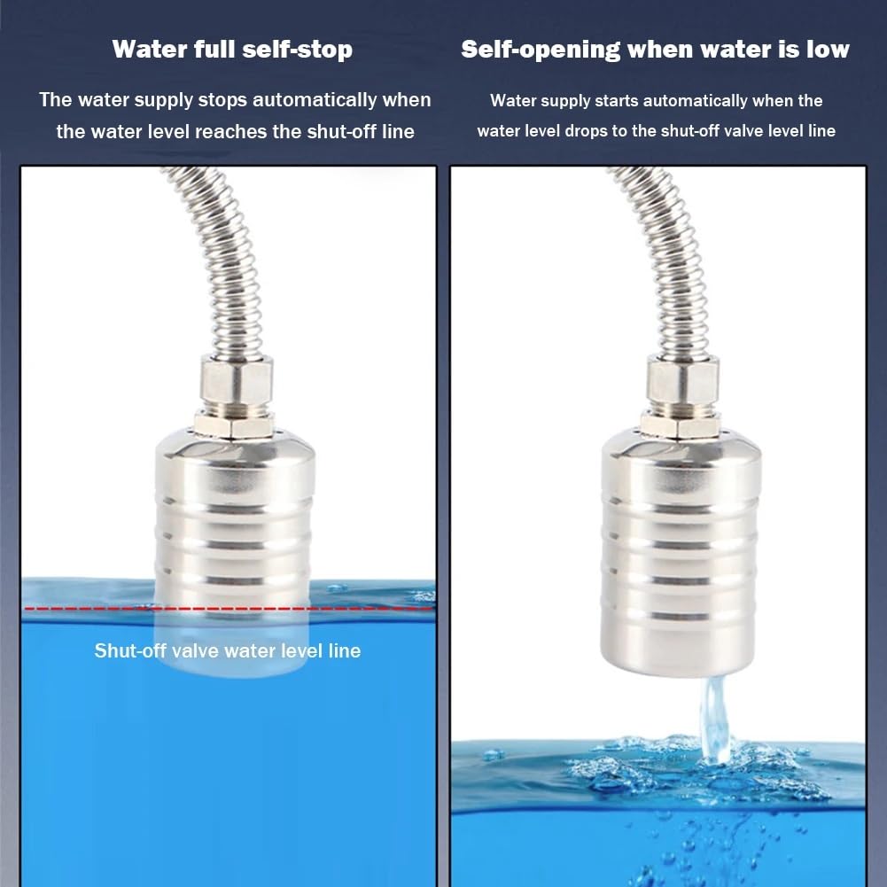 304 Stainless Steel Automatic Float Valve - Fully Automatic Water Level Control, 1/2'' to 3/4'' for Tanks, Pools, Livestock Troughs