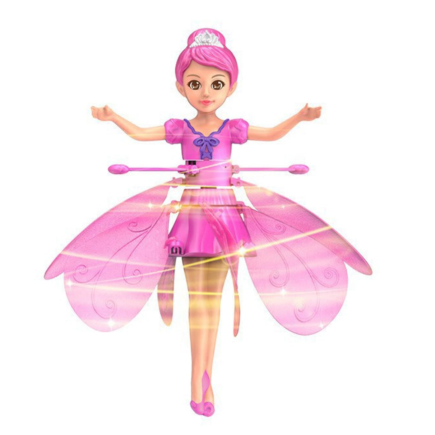 HENRYZH Remote Control Flying Doll Hand Gesture Sensing Flying Device Dancing Robot Princess with Crystal Wings 360 ° Free Rotating Robot Toy (Pink)