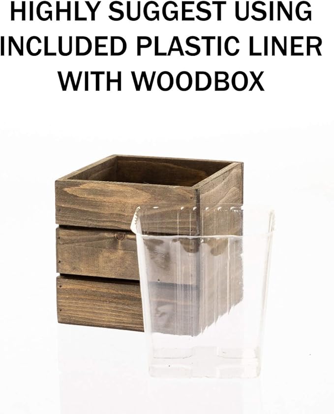 Wooden Planter Box l Rustic Barn Whitewash with Plastic Liner l Garden Decor l Restaurant and Wedding Decorations (6x6 Set of 2, Whitewash)