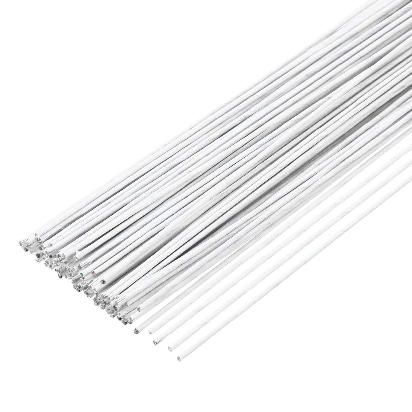 MECCANIXITY 100pcs White Floral Wire Stems Bendable 0.9mm 20 Gauge Florist Wire for Artificial Flower Making Crafts Wreaths Supplies