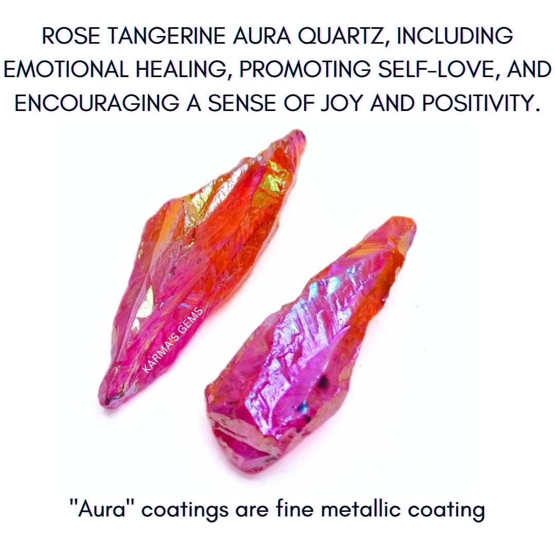 Crystals, Rocks, Jade, Crystals and Healing Stones, Witchcraft Supplies, Healing Crystals, Stones, Healing Stones, Rock Collection, Agate, Raw Stones (Rose - Tangerine Aura Quartz, 2 Pcs)