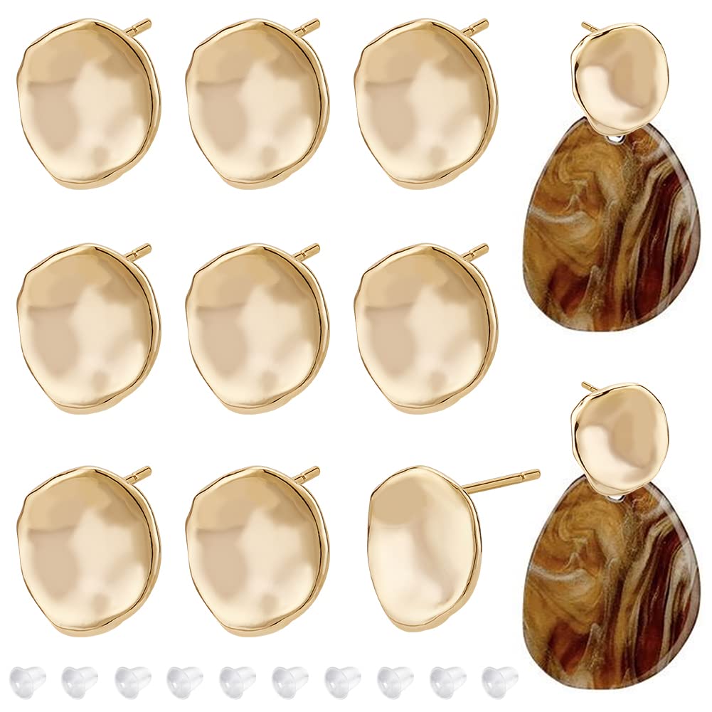 BENECREAT 12PCS 18K Gold Plated Earring Studs with Vertical Loops, 40Pcs Plastic Ear Nuts for DIY Jewelry Making