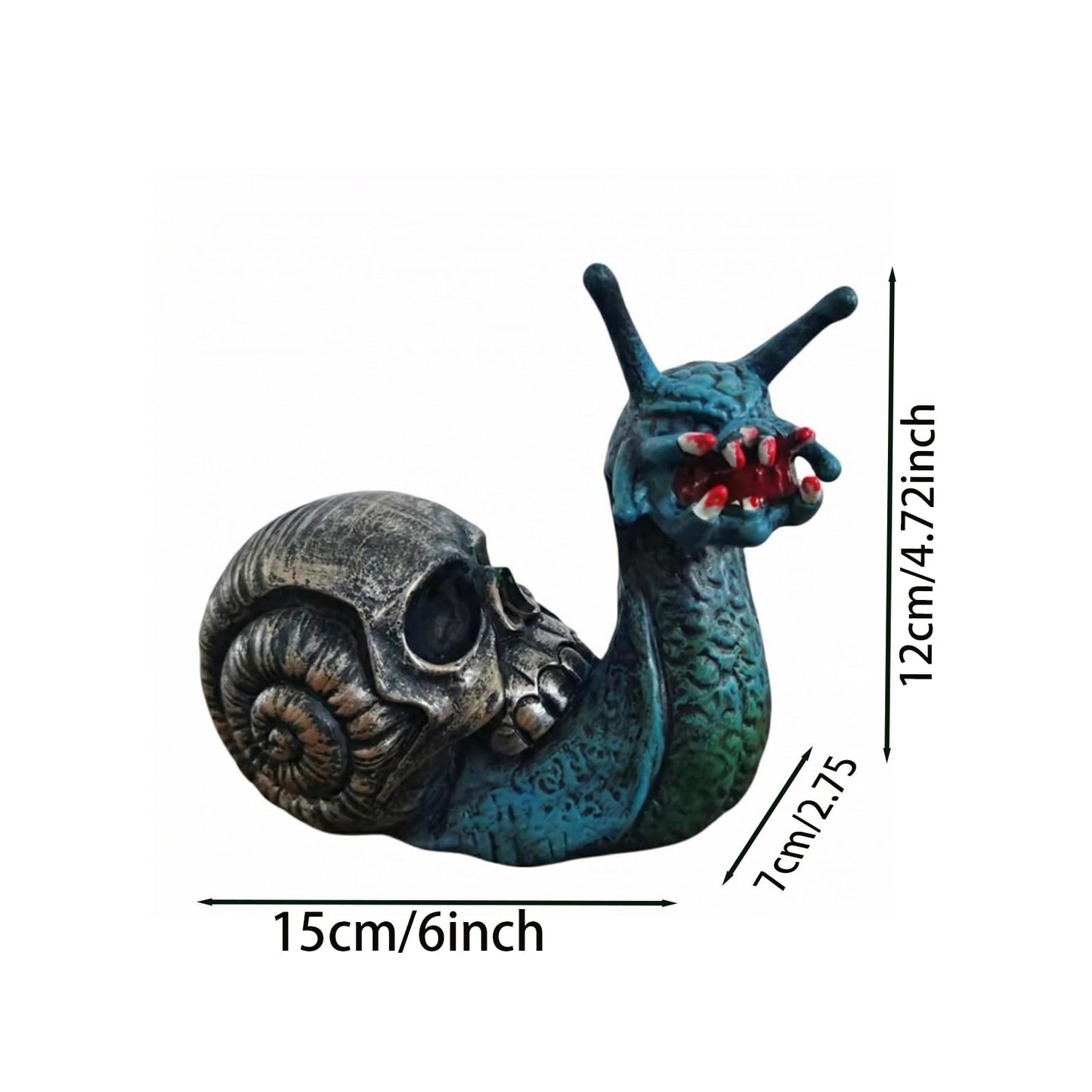 JaeyiTfu Halloween Snail Skull Resin Statue, Creepy Horror Snail Ornament with Skull Shell, Unique Home Decor for Halloween Party, Spooky Greenish - Blue Accent Piece