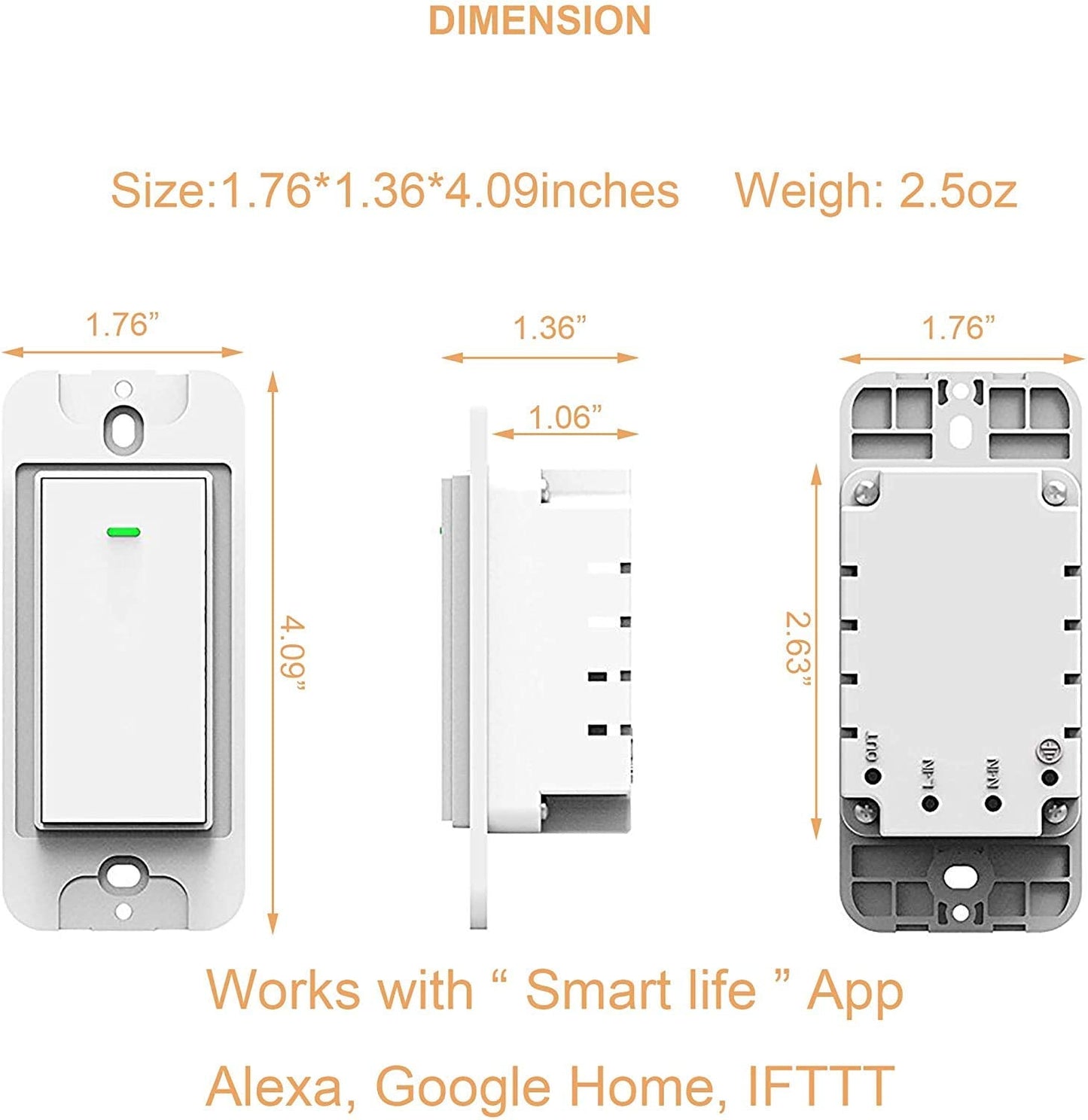 Smart Switch, Works with Alexa and Google Home, Voice Control, No hub Required Timing Synchronization, Suit for 1/2/3/4 Group Type Switch Box Micmi, Neutral Wire Required(1 Gang Smart Switch) 1 Pack