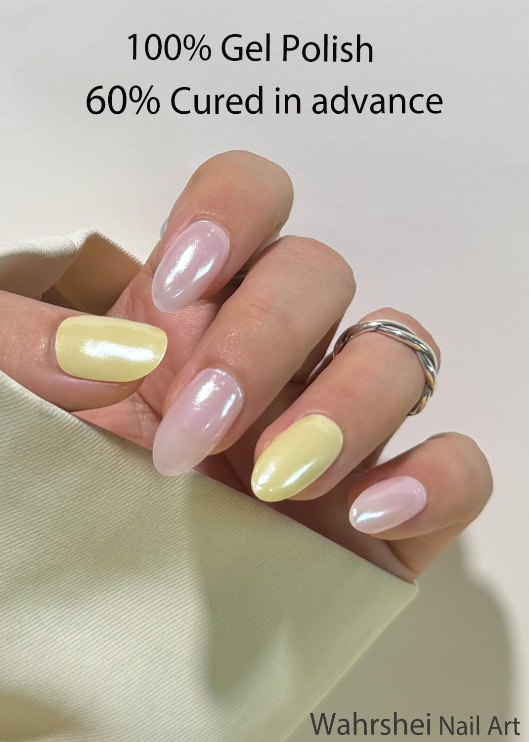 Christmas Semi Cured Gel Nail Strips, Pink, Yellow Glazed 20pcs Adhesive UV Sticker, Wraps for Home Manicure DIY