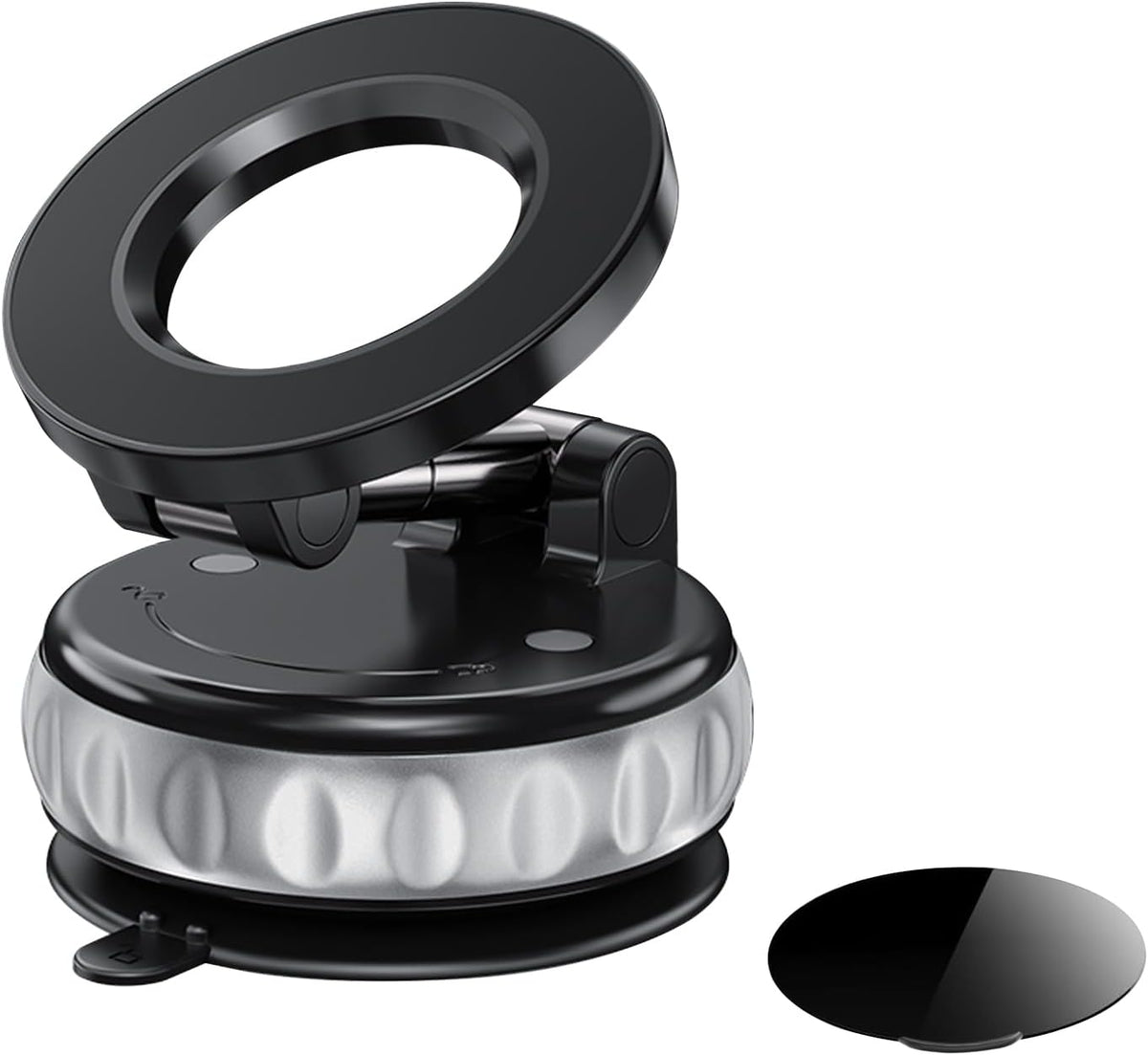 Vacuum Suction Magnetic Phone Holder, 2025 Upgraded Foldable Retractable Magnet Suction Cup Phone Mount for Car, 360° Adjustable Magnetic Phone Stand for Cars/Gyms/Mirrors/Smooth Surface