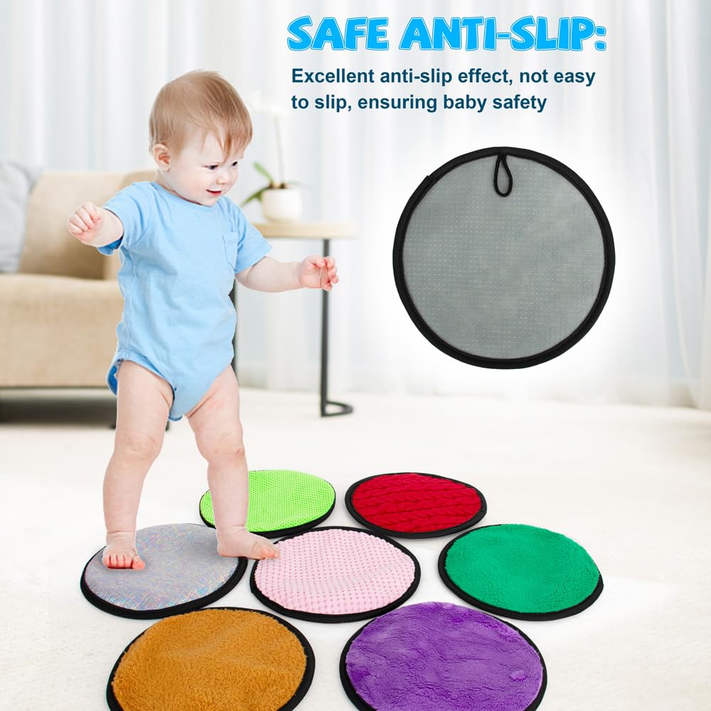 Inbeby 16 Set Round Sensory Mini Mats Textured Sensory Tiles - Sensory Toys for Autistic Children, Babies and Toddlers with Sensory Issues - Tactile Sensory Walls Sensory Mats for Fidgeting Activity