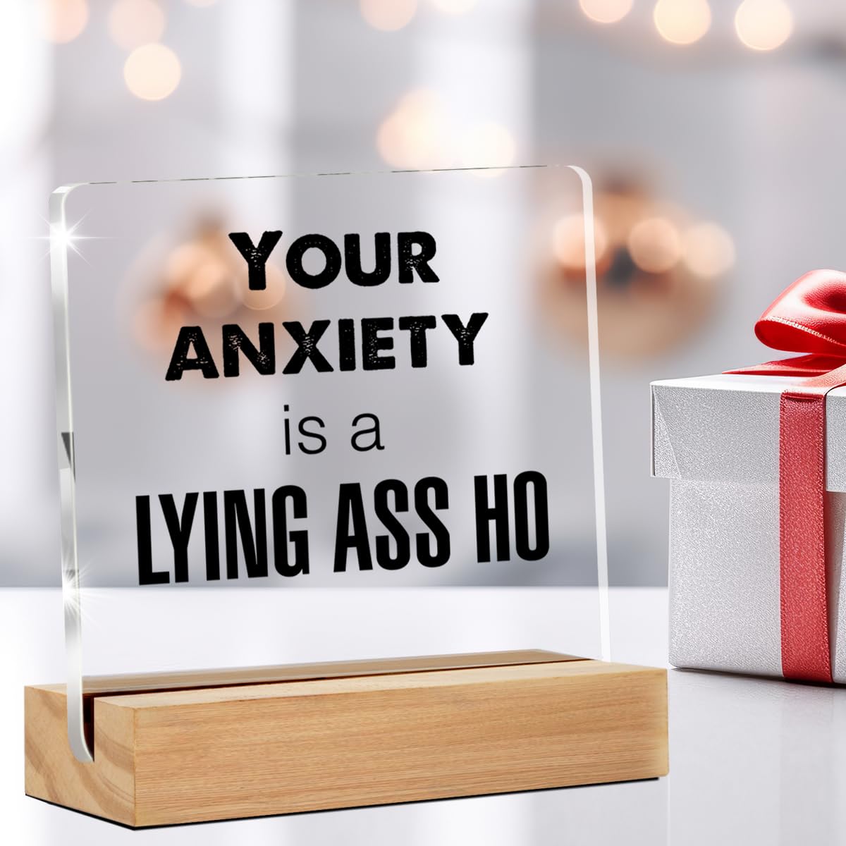 GTGIC Funny Office Desk Sign - Humor Office Decor - Modern Acrylic Sign - 4 x 4 Inches - Clear with Black Text