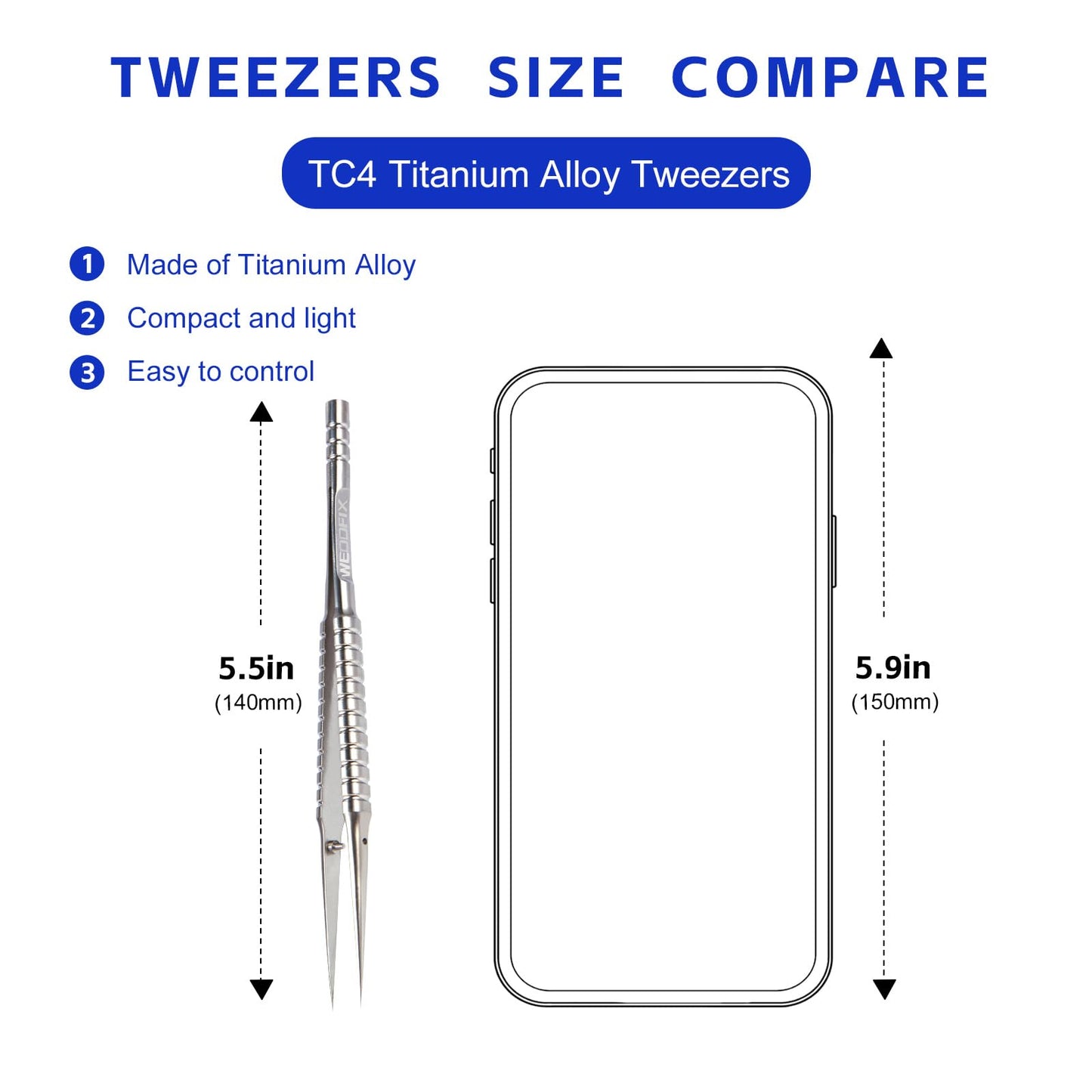 WEDOFIX Precision Titanium Tweezers Silver with Fine Pointed Tips Non-magnetic Microscope Tweezers for Micro Soldering Work Watch Repair Electronics Maintenance Crafting
