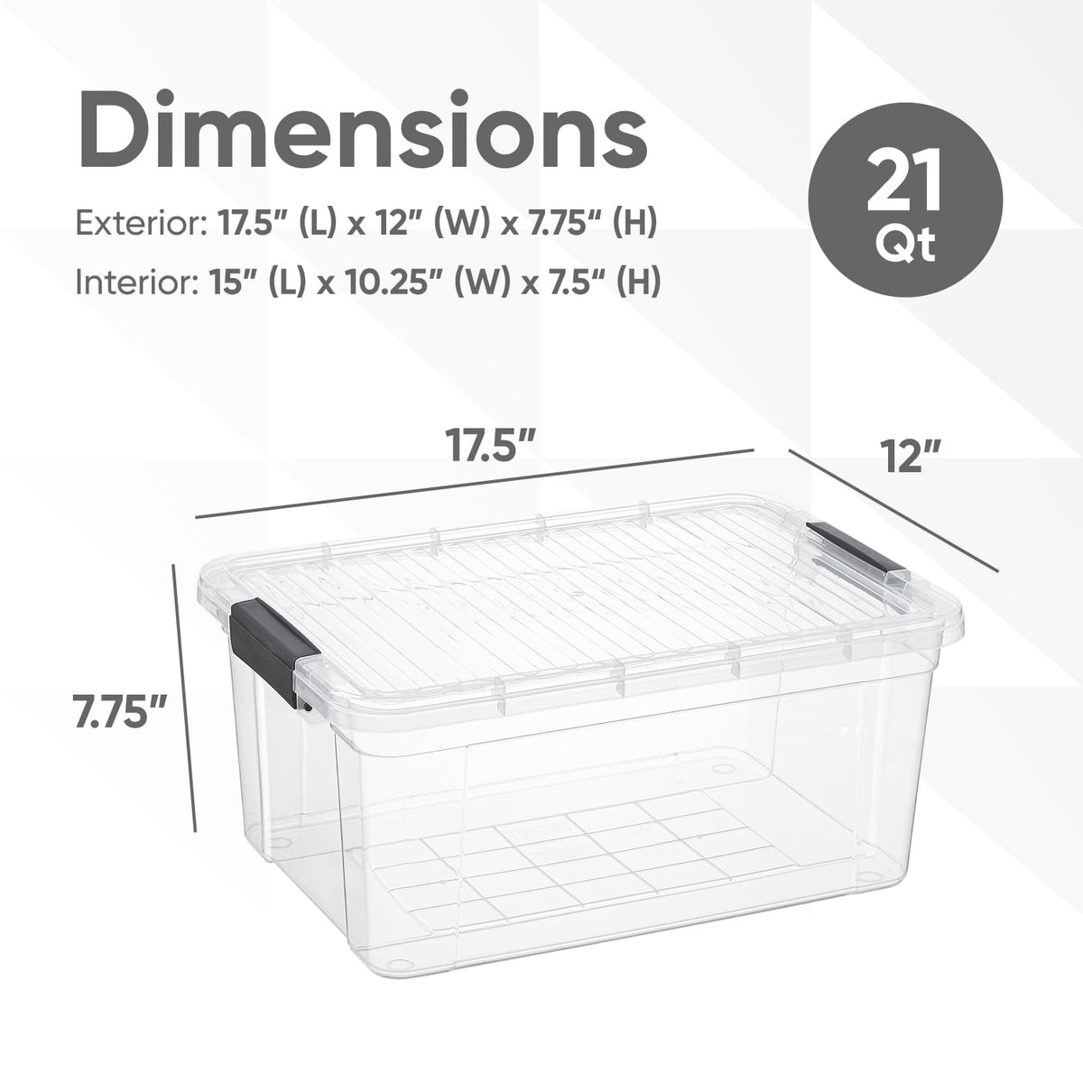 21 Quart Clear Plastic Storage Boxes with Lids (10 Count)