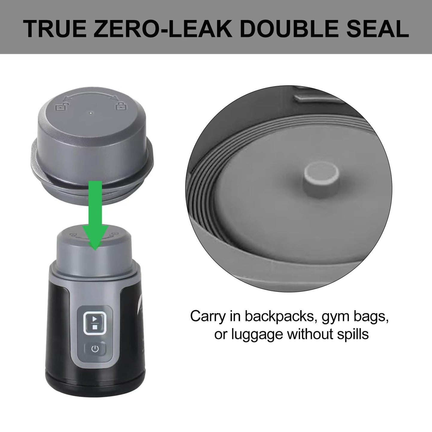 Zero-Leak Vessel Cap & Shock-Proof Blade Cover for Ninja Blast Portable Blender Accessories (BC100/BC151) — Odor-Resistant Tritan Lid, Double-Seal Leakproof, Easy-Clean, Travel/Gym/Car Ready