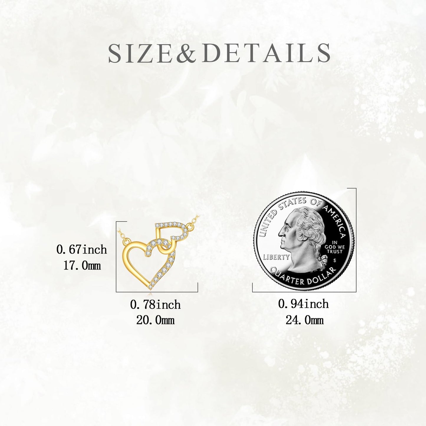 DOVRAN 14K Solid Gold Love Heart Necklace for Women Real Gold Two Heart Gift Jewelry Anniversary for Her