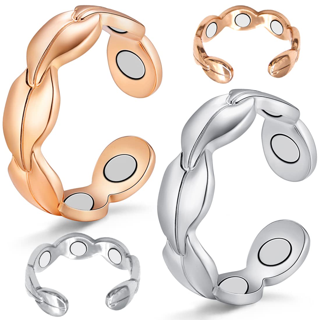 Cigmag 2PCS Copper Rings for Women Ultra Strength Magnets Adjustable Magnetic Rings with Present Box