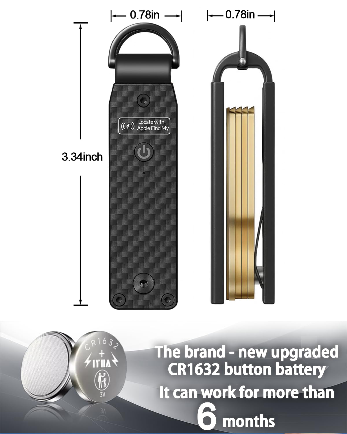 ShiChextasy Air Keychain with GPS Tracker : Lightweight Compact Key Holder for Outdoor Use - Minimalist Metal Key Organizer(Carbon fiber)