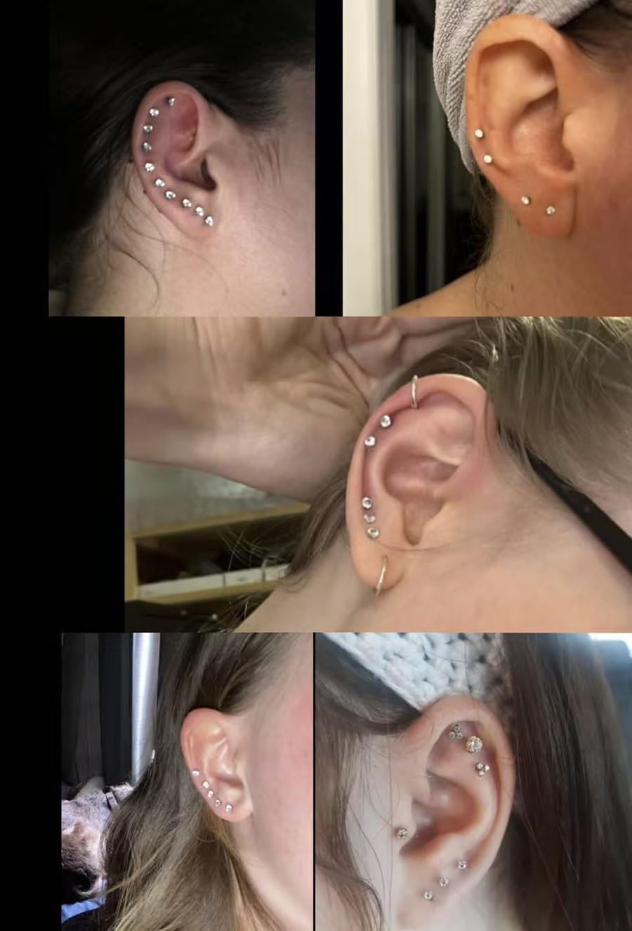 FOSIR 10 Pairs 2mm Tiny Women's Surgical Stainless Steel Clear Cubic Zirconia Stud Earrings, Hypoallergenic 316L Earrings Pack
