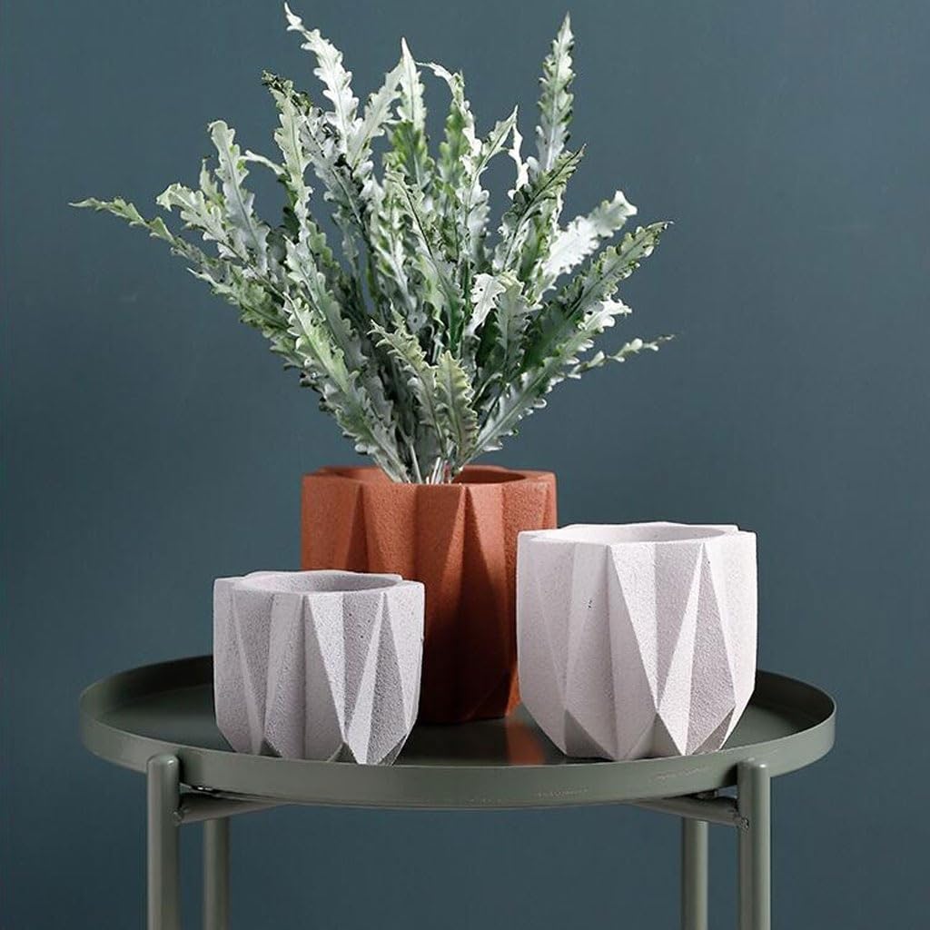 XUNTING Indoor Planters Cement Flower Pot Simple Home Office Desk Tabletop Decoration Flower Pot Modern Small Flower Pot Succulent pots(A,Large)