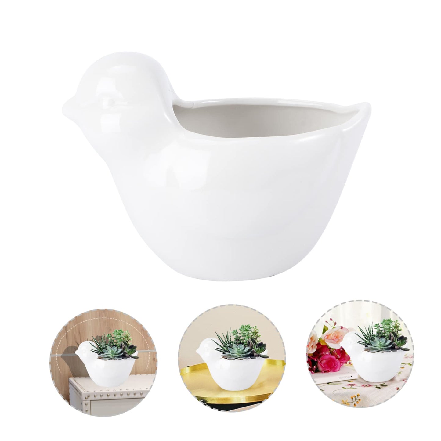 IWOWHERO Bird Flower Pot Ceramic Succulent Planting Container Creative Plant Flowerpot Bird Plant Sitters
