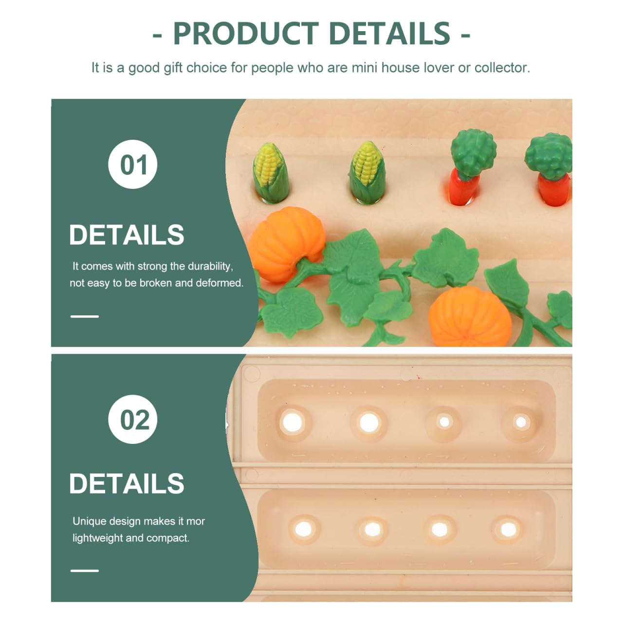 NUOBESTY Mini Shovel Rake Farm Model Kit Vegetable Figurines Mini Garden Tools Dollhouse Decorations Miniature Field Scene Landscape Outdoor Small Ornament Resin 1 Set