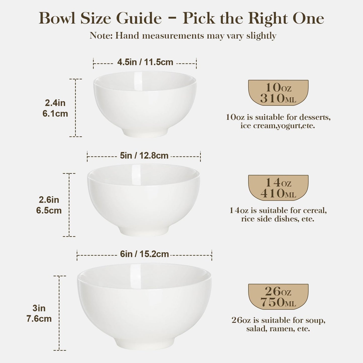 MALACASA 26 Oz Porcelain Soup Bowls Set of 4, White Ceramic Bowls for Kitchen, Cereal Bowl for Oatmeal, Fruit, Salad, Ramen and Rice Bowl -Dishwasher & Microwave Safe Bowls