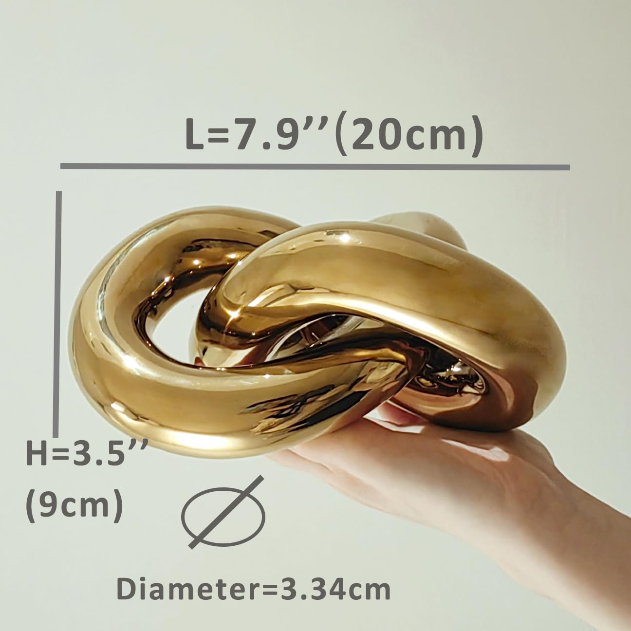 Large Ceramic Gold Knot Statue Décor, Gold Coffee Table Decor, Multi-Angle Abstract Geometric Sculpture Ornament, Modern Home Decor Accents for Living Room, Bedroom, Office