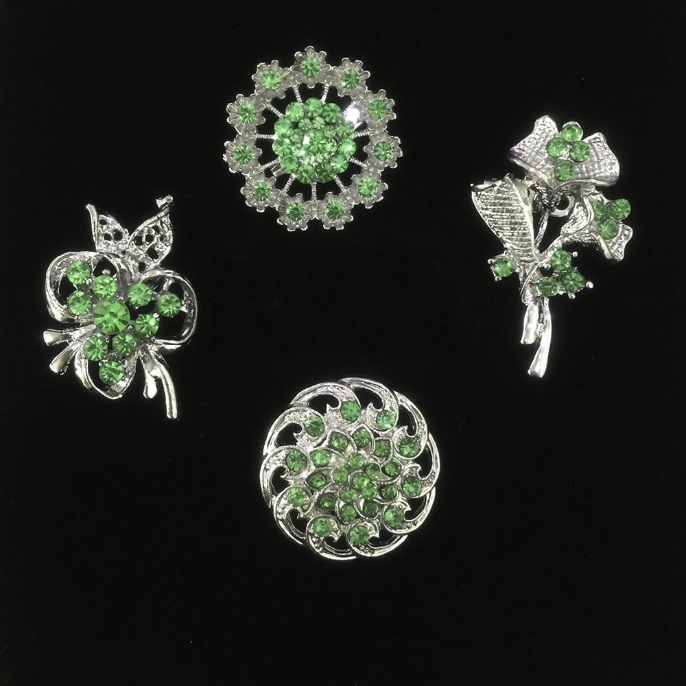 Ezing Lot 24pc Shining Rhinestone Crystal Brooches Pins DIY Wedding Bouquet Kit (F)
