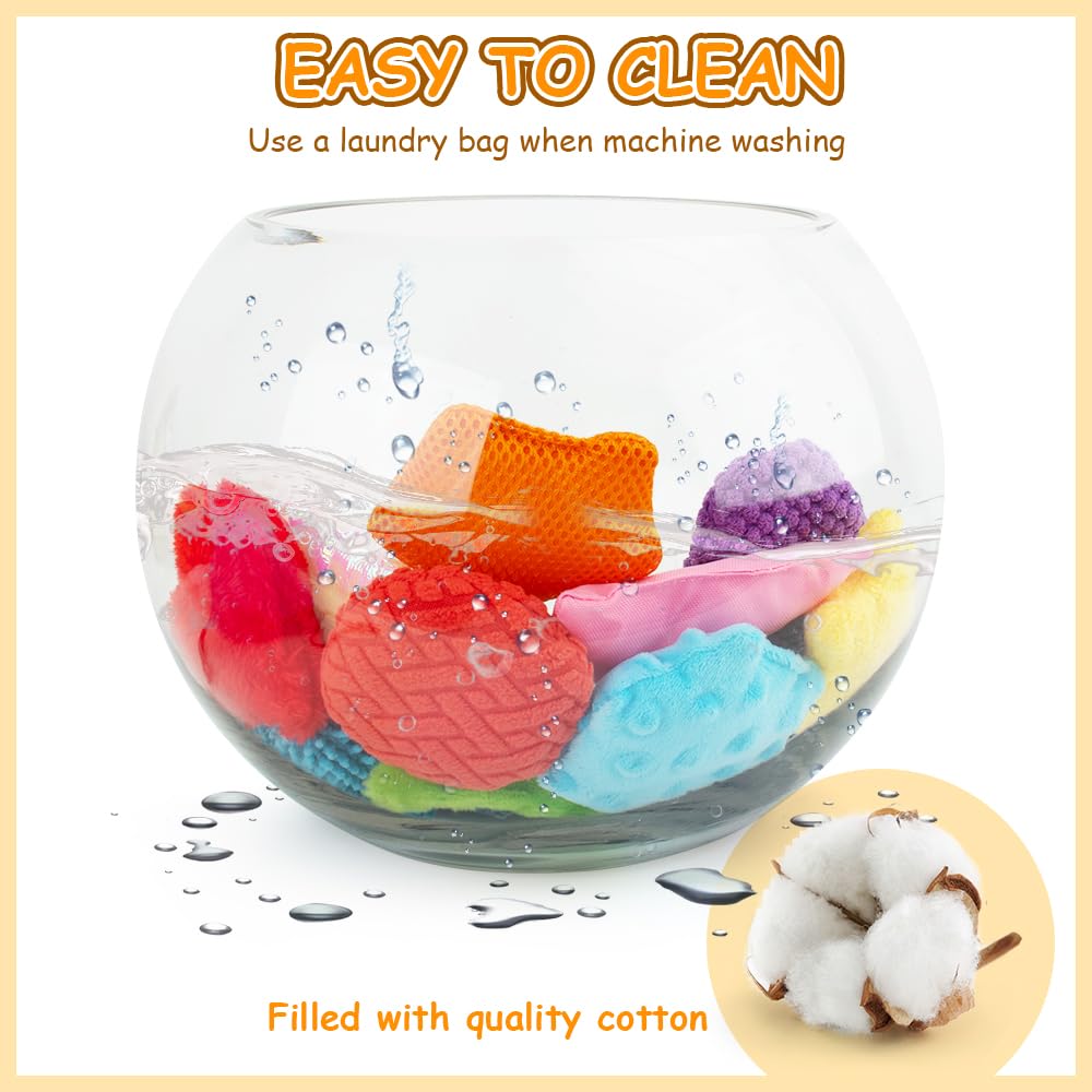 teytoy Texture Sensory Bean Bags Toys for Autism, 12 Fidget Sensory Shape Toy with Storage Bag, Develop Fine Motor Play for Baby Special Needs Developmental Toys for Infant Newborn