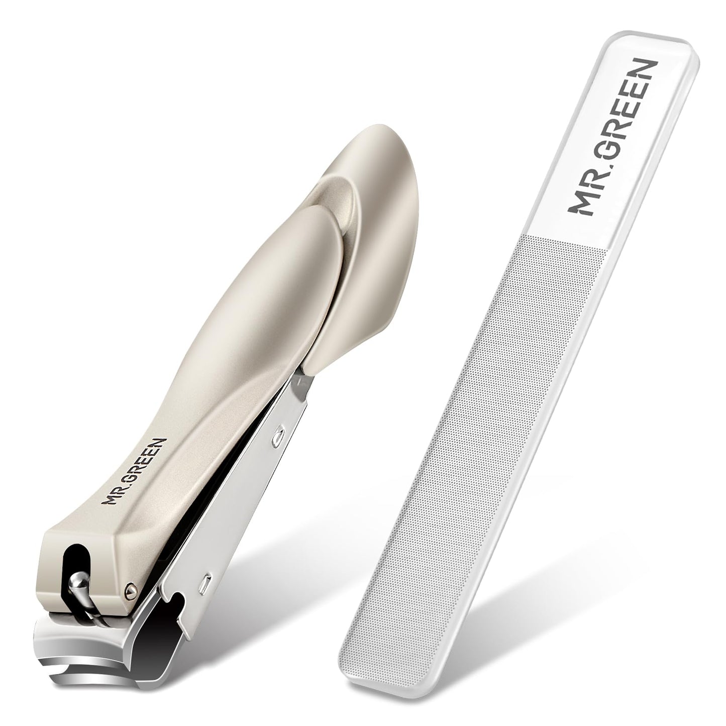 MR.GREEN Nail Clippers Stainless Steel Anti Splash Fingernail Cutter Manicure Tools Bionics Design Pedicure Scissor Nail Trimmer (Nail Clipper (Medium)+Nail File)