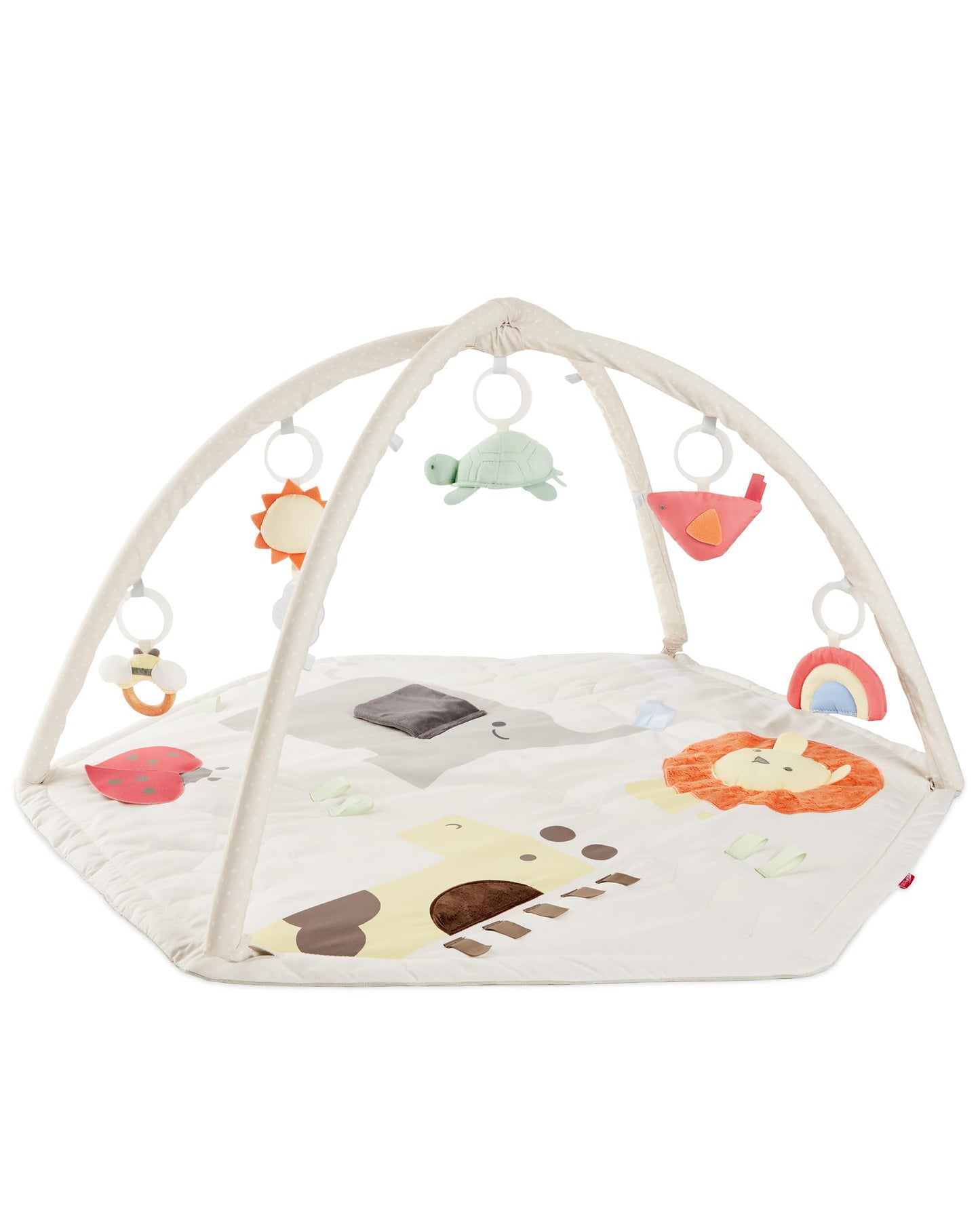 Skip Hop Baby Play Gym 3-in-1 Sensory Tummy Time Activity Mat with 17+ Skill-Building Developmental Activities, 14 Animals & Shapes, 5 Hanging Toys and Crocodile Mirror, Geometric Wonders, Age 0-2y