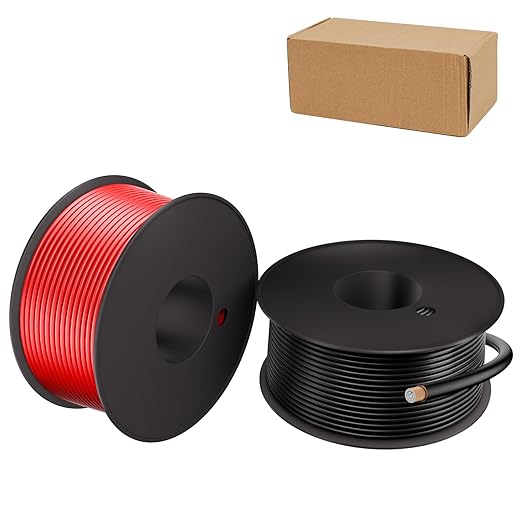 18 Gauge Electrical Wire 2 Pack Total 100ft-Black 50 ft and Red 50 ft Soft Flexible Copper-Clad Aluminum(CCA) 18 AWG PVC Wire for Lamp, Household Appliances RC Toys, Models, Auto, Electronics