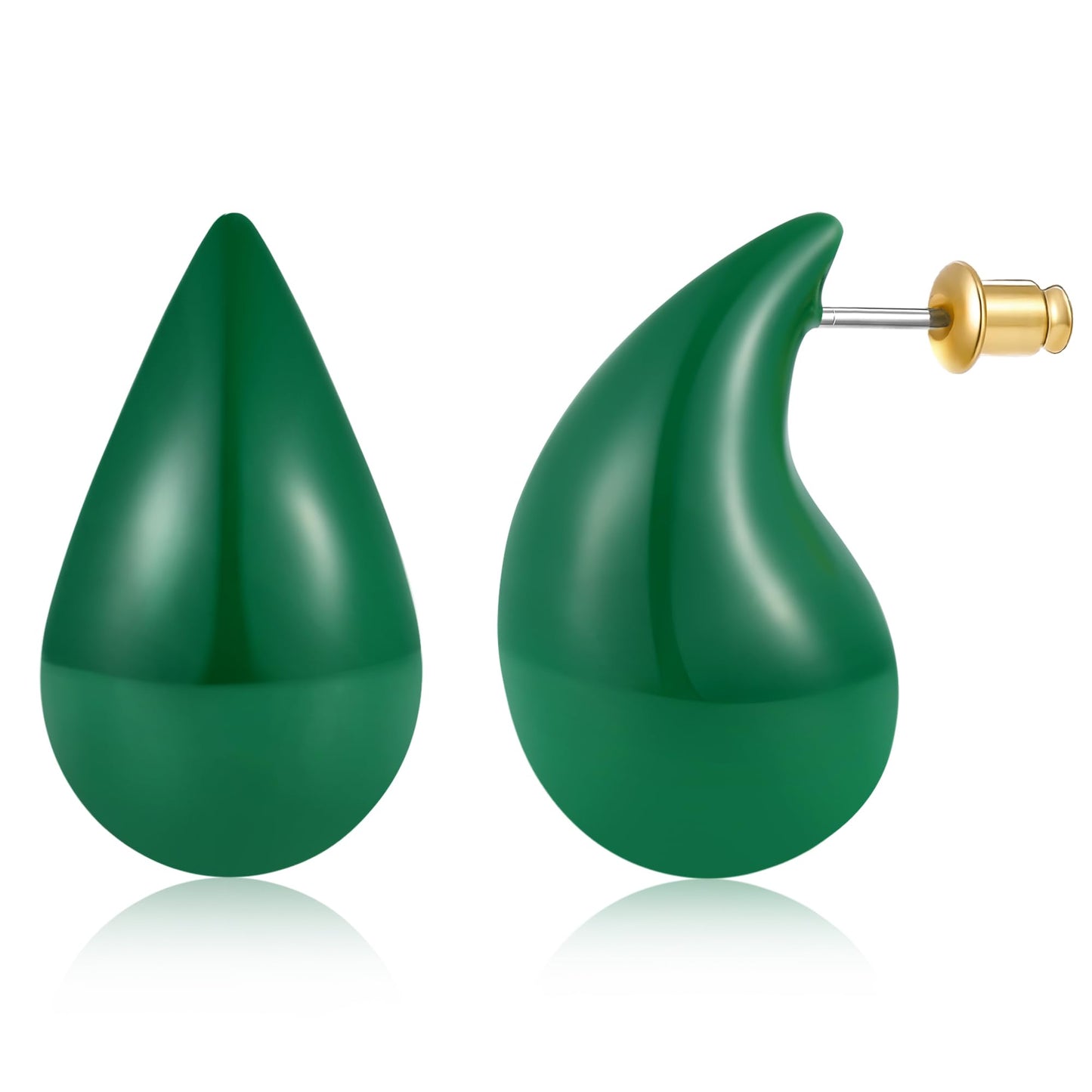 Gacimy Green Teardrop Earrings Dupes for Women, Chunky Drop Earrings for Women with 925 Sterling Silver Post, 1 Inches Green