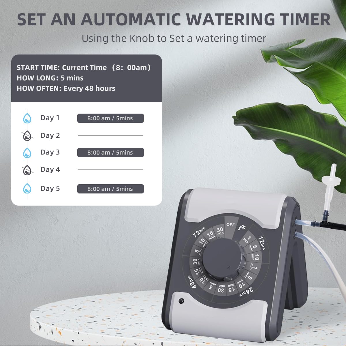 Automatic Drip Irrigation System for Houseplant Auto Easy DIY Watering Device Supported 10 Pots Indoor Plants with Anti-Siphoning Device