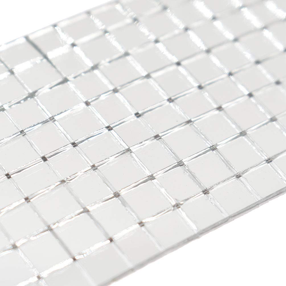 1 x 1 cm x 1300 Pcs, 9 Sheets Glass Mosaic Tiles Bulk Square Mirror Tiles Self-Adhesive Real Glass Craft Mini Square & Round