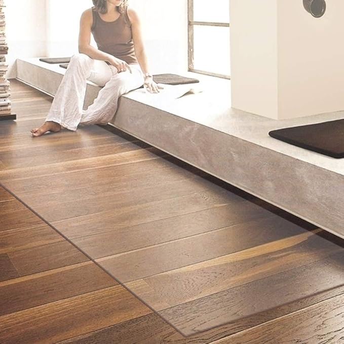 NECAUX Custom Multisize 1.5mm Thick Frosted PVC Table Cover Protector - 36 x 78 Inch Kitchen Wood Grain Vinyl Transparent Table Protector Plastic Protective Dining Room Table Pad