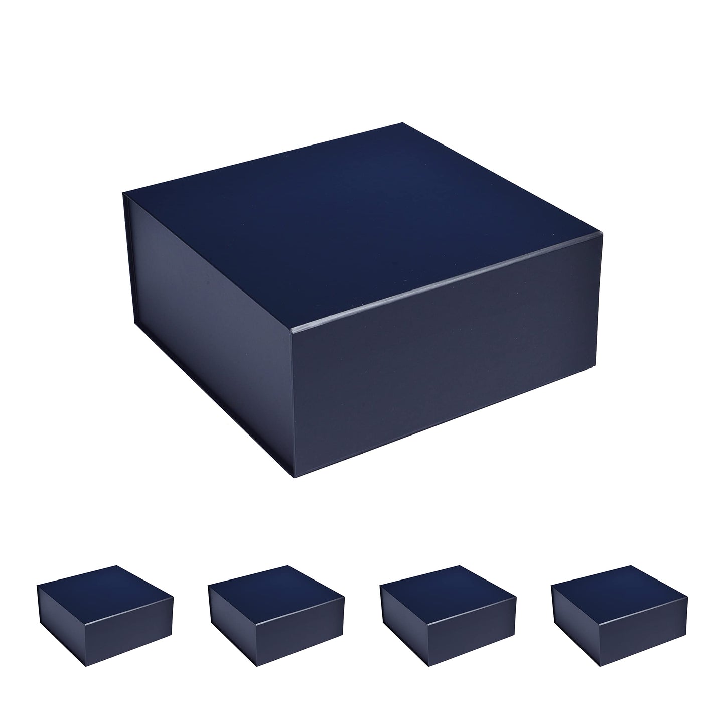 CECOBOX - Gift Boxes with Lids for Presents 6"x6"x2.75" - Matte, Collapsible Magnetic Closure Gift Box - Groomsmen & Bridesmaid Proposal Boxes, Wedding, PR, Birthdays, Holidays (Navy)