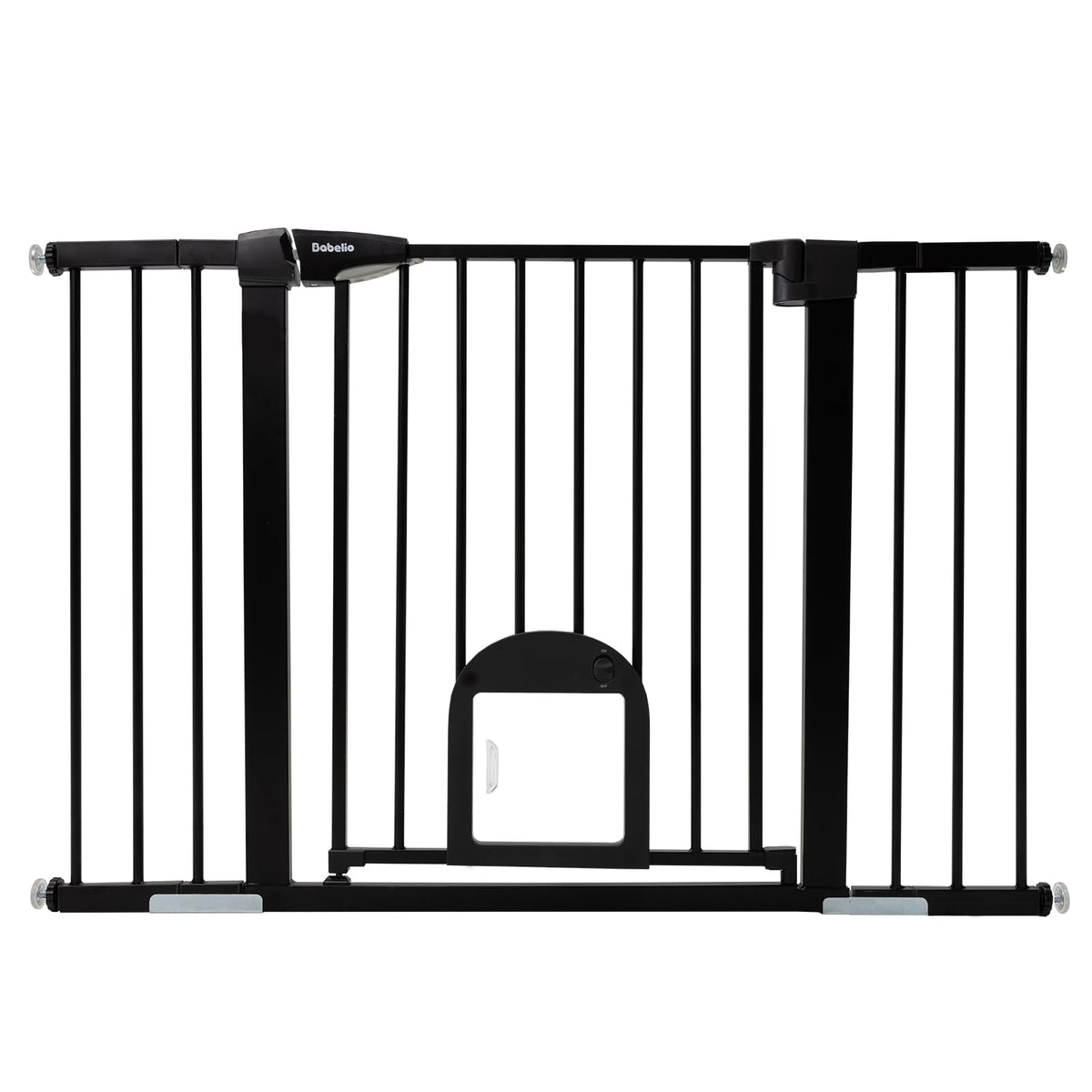 Babelio Dog Gate with Adjustable Cat Door, CatPrivilege III, 29-43", Black