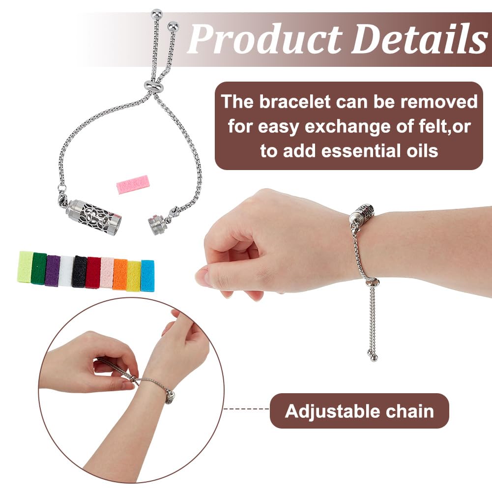 WEBEEDY 2 Pcs Essential Oil Diffuser Bracelet with 20 Refill Pads Silver Adjustable Aromatherapy Scent Bracelet Perfume Bracelets for Women Yoga Meditation Relaxation Anniversary Birthday Gift