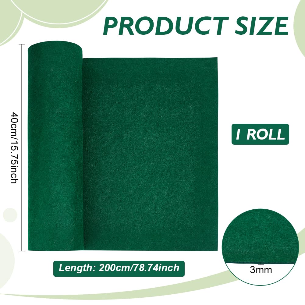 BENECREAT 78.7x15.7inch Felt Roll, Green Craft Felt Fabric, 3mm Thick Nonwoven Felt Roll for DIY Arts & Crafts, Patchwork Sewing Deocoration